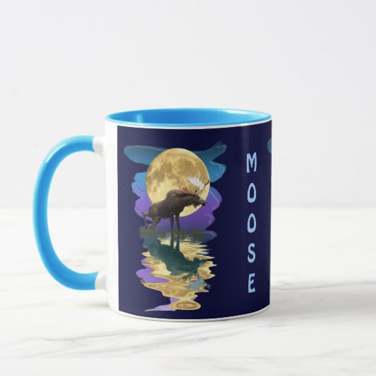 Canadese Moose & Moon Souvenir Wildlife Art Mok (Links)