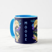 Canadese Moose & Moon Souvenir Wildlife Art Mok (Voorkant links)