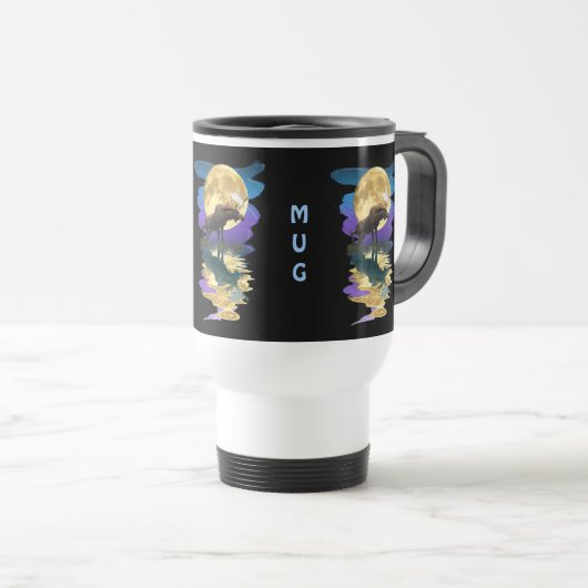 Canadese Moose & Moon Souvenir Wildlife Art Reisbeker (Voorkant rechts)