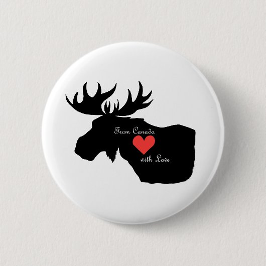 Canadese Moose Pin From Canada met liefdeshardepin Ronde Button 5,7 Cm (Voorkant)