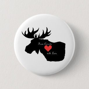 Canadese Moose Pin From Canada met liefdeshardepin Ronde Button 5,7 Cm