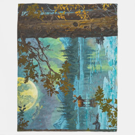 Canadese Moose & Winter Maan Fleece Deken