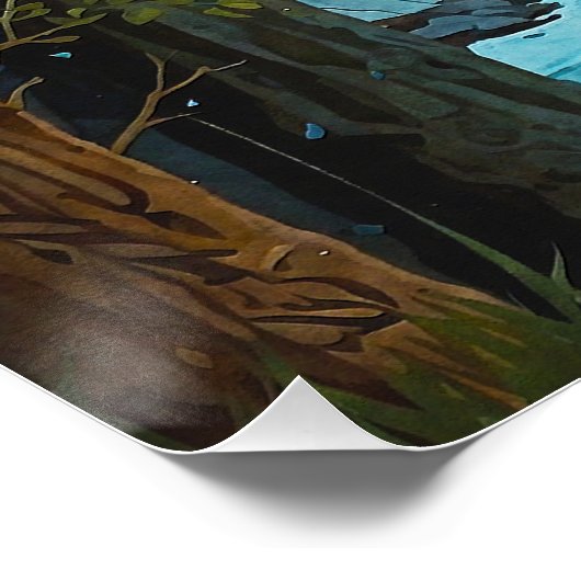 Canadese Moose & Winter Maan Perfect Poster (Hoek)