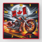 Canadese motorfiets onder volle maan vierkante klok (Voorkant)