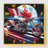 Canadese motorfiets onder volle maan vierkante klok (Voorkant)