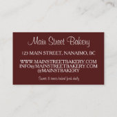 Canadese Nanaimo Bar BC Canada Bakkerij Dessert Fo Visitekaartje (Achterkant)
