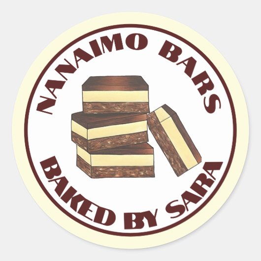 Canadese Nanaimo Bars Bakkerij Zelfgemaakt Gebakke Ronde Sticker (Voorkant)
