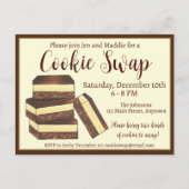 Canadese Nanaimo Bars Kerst Koekjes Uitwisselen Uitnodiging Briefkaart (Voorkant)
