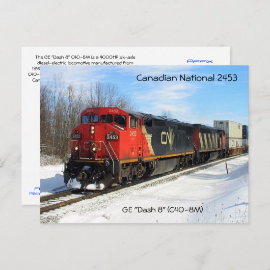 Canadese National CN 2453 - GE "Dash 8"-locomotief Briefkaart (Voorkant / Achterkant)