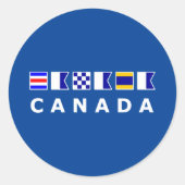 Canadese Nautical Signal Sailing Flags Donkere Kle Ronde Sticker (Voorkant)