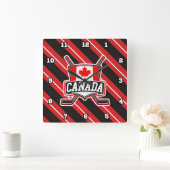 Canadese ockey Logo Square Clock Vierkante Klok (Huis)