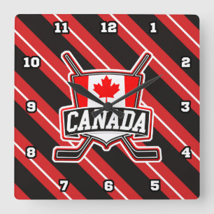 Canadese ockey Logo Square Clock Vierkante Klok