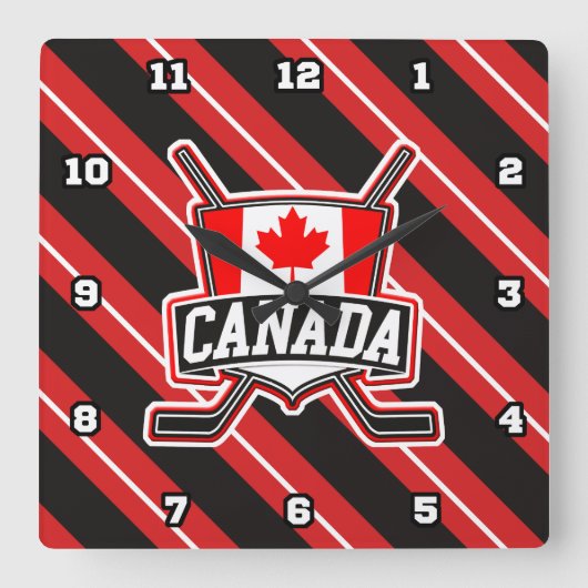 Canadese ockey Logo Square Clock Vierkante Klok (Voorkant)