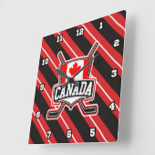 Canadese ockey Logo Square Clock Vierkante Klok (Hoek)