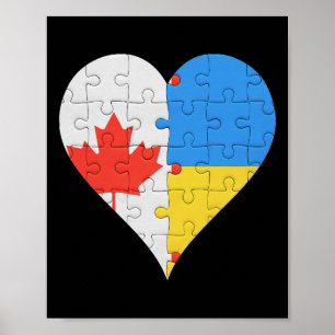 Canadese Oekraïense Vlag Hart Canada Oekraïne Poster