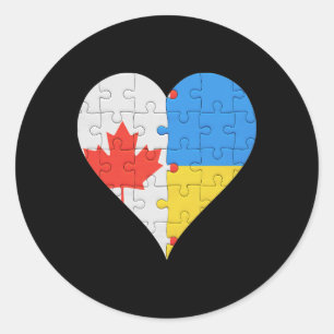 Canadese Oekraïense Vlag Hart Canada Oekraine Ronde Sticker