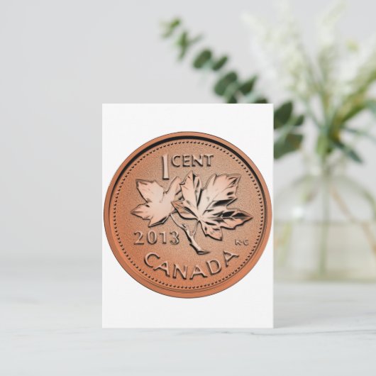 Canadese penny 2013 briefkaart (Staand voorkant)