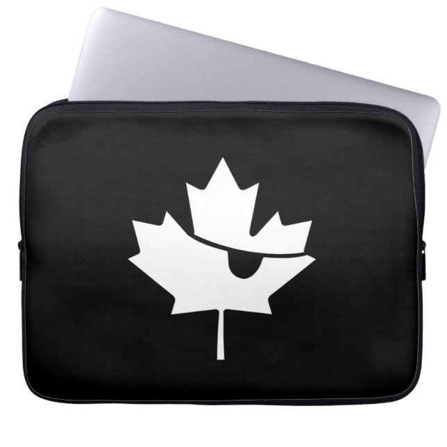 Canadese Piraat Zwart en Wit Esdoornblad Laptop Sleeve (Voorkant)