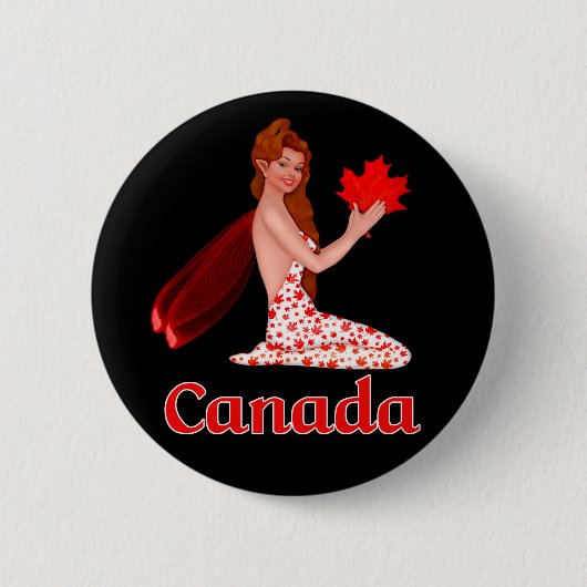 Canadese Pixie met Maple Leaf Ronde Button 5,7 Cm (Voorkant)