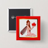 Canadese Pixie met Maple Leaf Vierkante Button 5,1 Cm (Voorkant /achterkant)