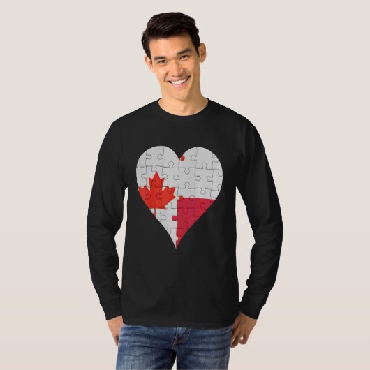 Canadese Poolse vlag hart T-shirt (Voorkant volledig)