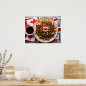 Canadese Poutine met kopje koffie Poster (Keuken)