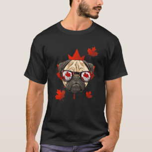 Canadese Pug Hond Esdoornblad Patriottische Canada T-shirt