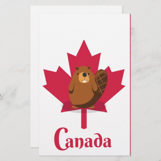 Canadese reisposter voor beaver-cartoon briefpapier (Voorkant / Achterkant)