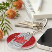 Canadese retro-stijl van de rode Maple Leaf Carbon Sleutelhanger (Voorkant Rechts)