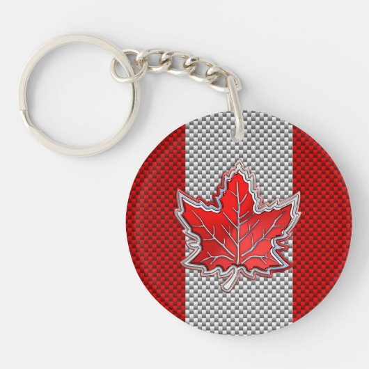 Canadese retro-stijl van de rode Maple Leaf Carbon Sleutelhanger (Voorkant)