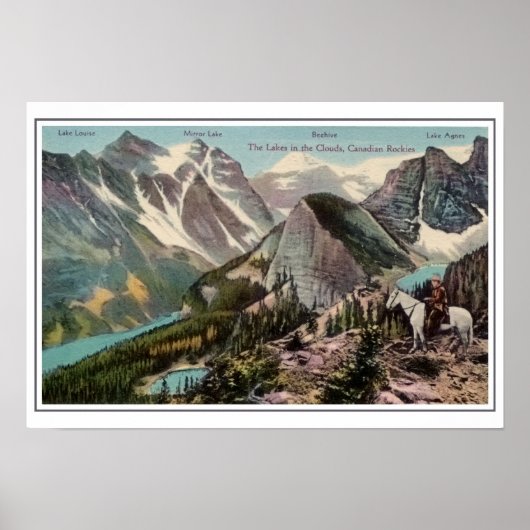  Canadese Rockies, meren in wolken Poster (Voorkant)