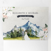 Canadese Rocky Mountains | Geïllustreerde bruiloft Drieluik Uitnodiging (Binnenzijde eerst)