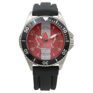 Canadese rode esdoorn blad koolstofvezel retro wij horloge