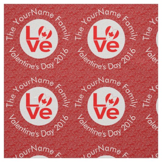 Canadese Rode LOVE Vlag Gepersonaliseerd Stof (Swatch)