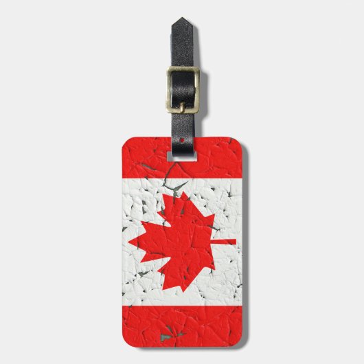 Canadese rode maaple Leaf CANADA Peeling Paint Bagagelabel (Voorkant verticaal)