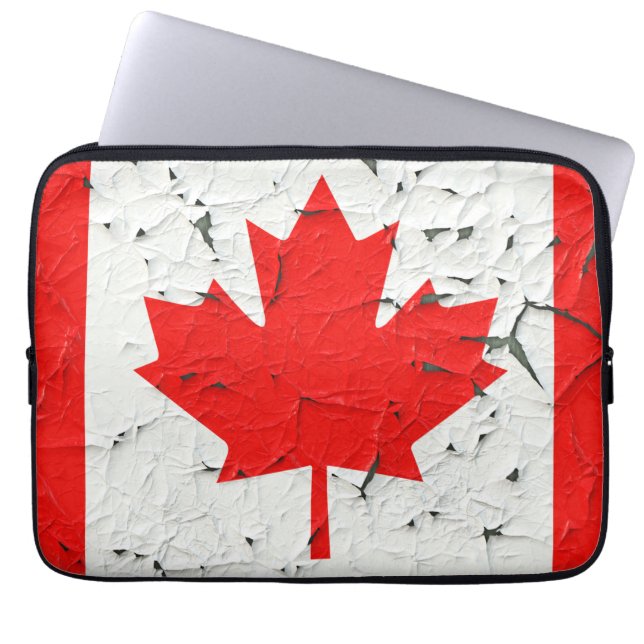 Canadese rode maaple Leaf CANADA Peeling Paint Laptop Sleeve (Voorkant)