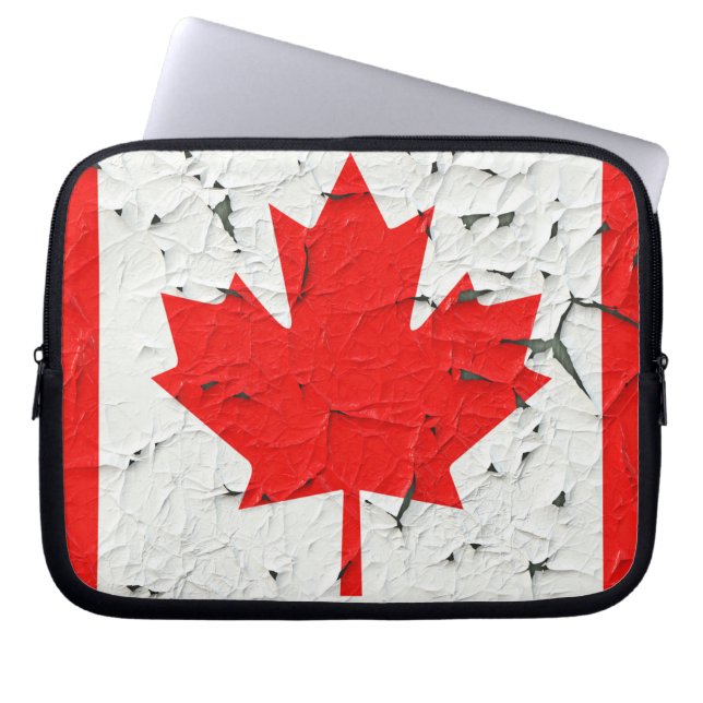 Canadese rode maaple Leaf CANADA Peeling Paint Laptop Sleeve (Voorkant)