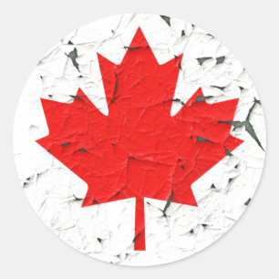 Canadese rode maaple Leaf CANADA Peeling Paint Ronde Sticker