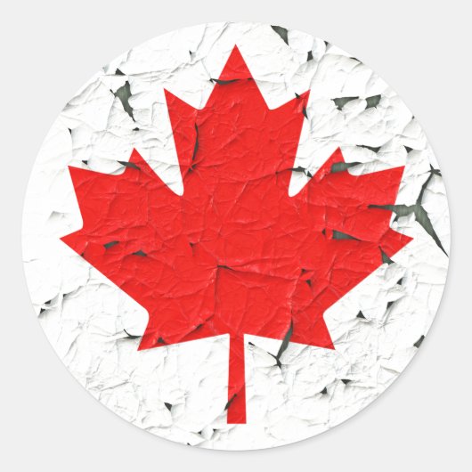 Canadese rode maaple Leaf CANADA Peeling Paint Ronde Sticker (Voorkant)