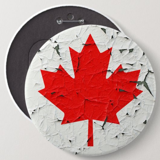 Canadese rode mantel Leaf CANADA Peeling Paint Ronde Button 6,0 Cm (Voorkant /achterkant)