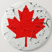 Canadese rode mantel Leaf CANADA Peeling Paint Ronde Button 6,0 Cm (Voorkant)