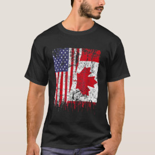 Canadese rots halve Amerikaanse vlag Canadese vlag T-shirt