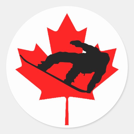Canadese snowboarder ronde sticker (Voorkant)