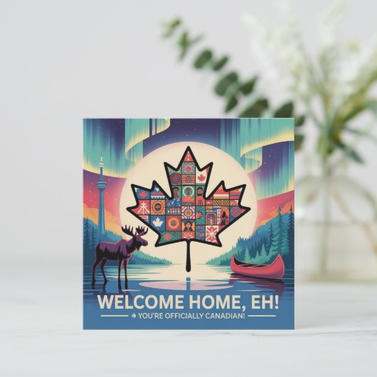 Canadese staatsburgerschap felicitatiekaart feestdagenkaart (Staand voorkant)