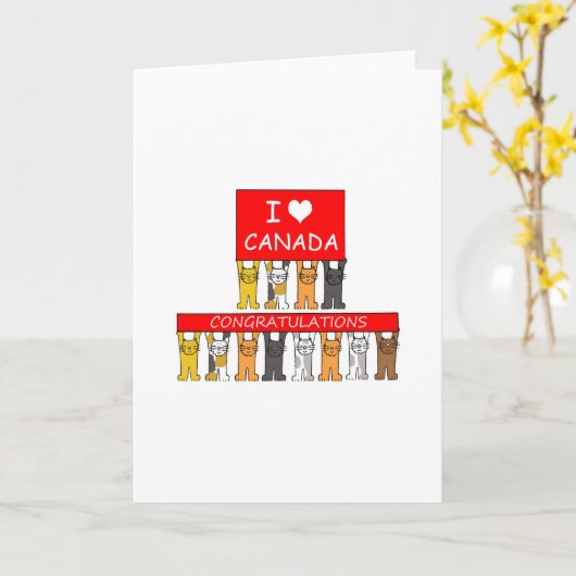 Canadese staatsburgerschap Gefeliciteerd, kletskat Kaart (Gele Bloem)