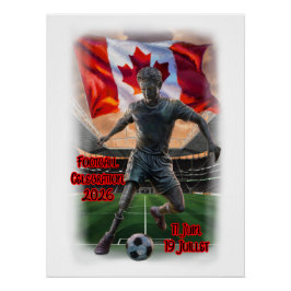 Canadese standbeeld viert voetbal op een perfect poster