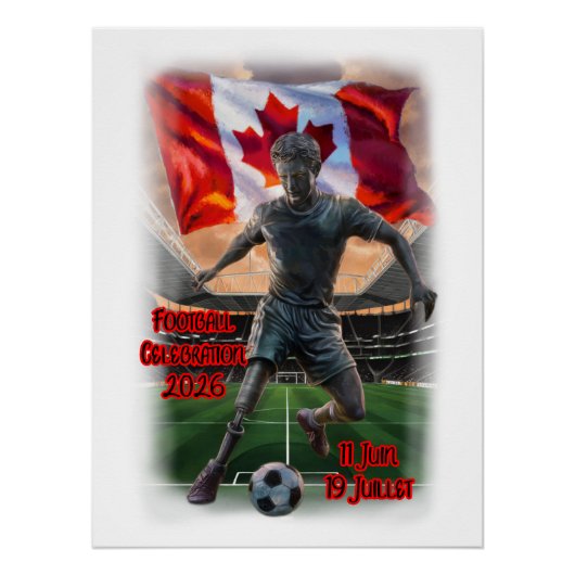 Canadese standbeeld viert voetbal op een perfect poster (Voorkant)