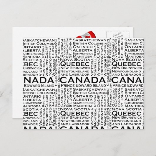 Canadese staten en steden briefkaart (Voorkant / Achterkant)