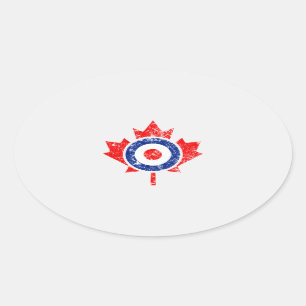 Canadese stijl Maple Leaf Roundel Grunge Mod Ovale Sticker