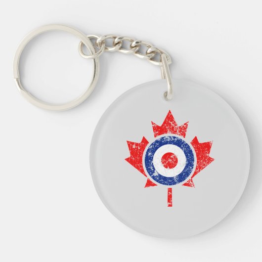 Canadese stijl Maple Leaf Roundel Grunge Mod Sleutelhanger (Voorkant)
